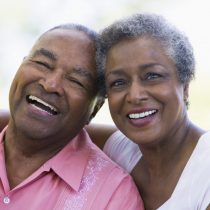 Romantic senior couple relaxing outside